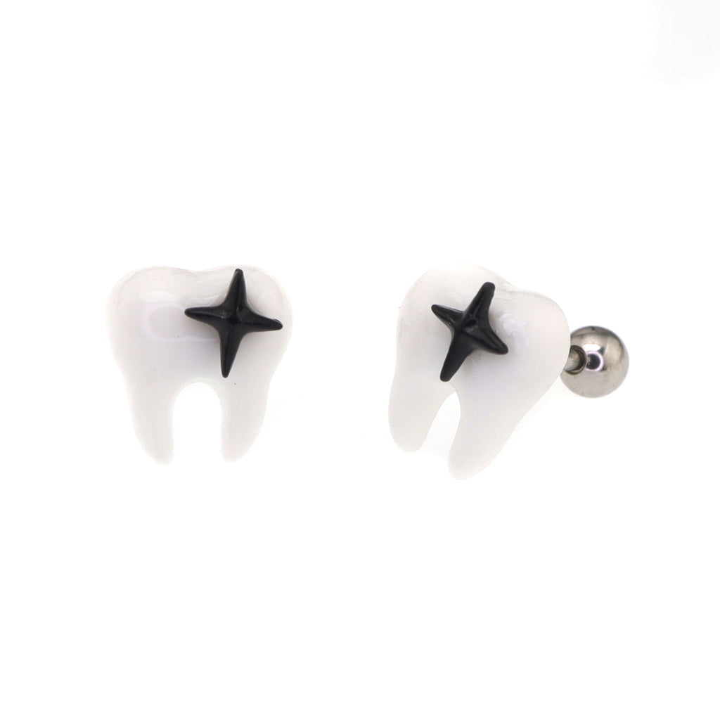 Star Tooth Resin stainless steel Ear Stud