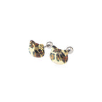 Leopard Print Cat Head stainless steel Ear Studs