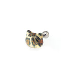 Leopard Print Cat Head Titanium Ear Studs