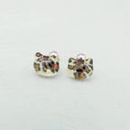 Leopard Print Cat Head stainless steel Ear Studs