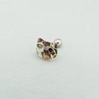Leopard Print Cat Head Titanium Ear Studs