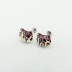 Leopard Print Cat Head stainless steel Internally Threaded studs