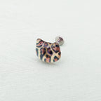 Leopard Print Cat Head Titanium Internally Threaded studs
