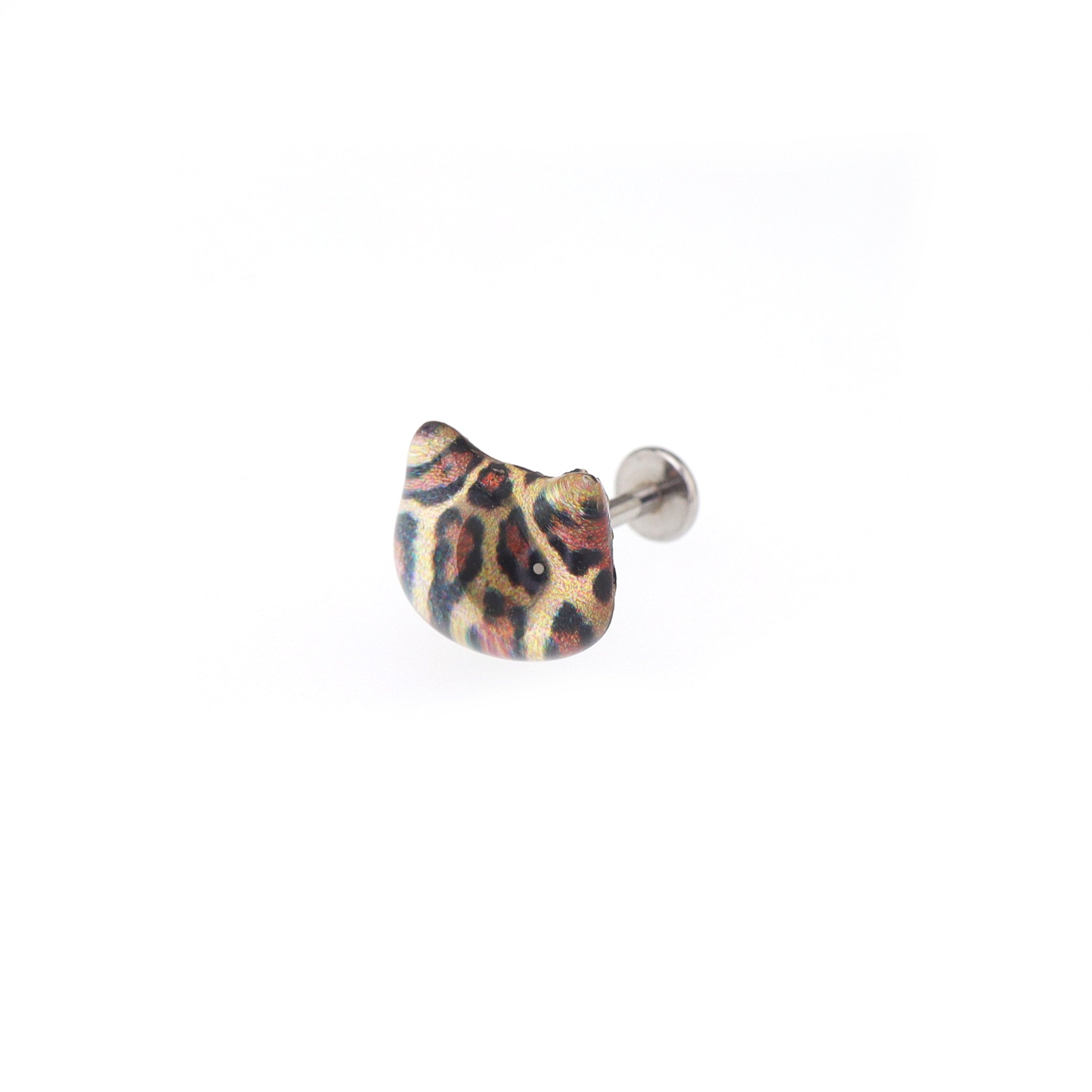 Leopard Print Cat Head stainless steel Internally Threaded studs