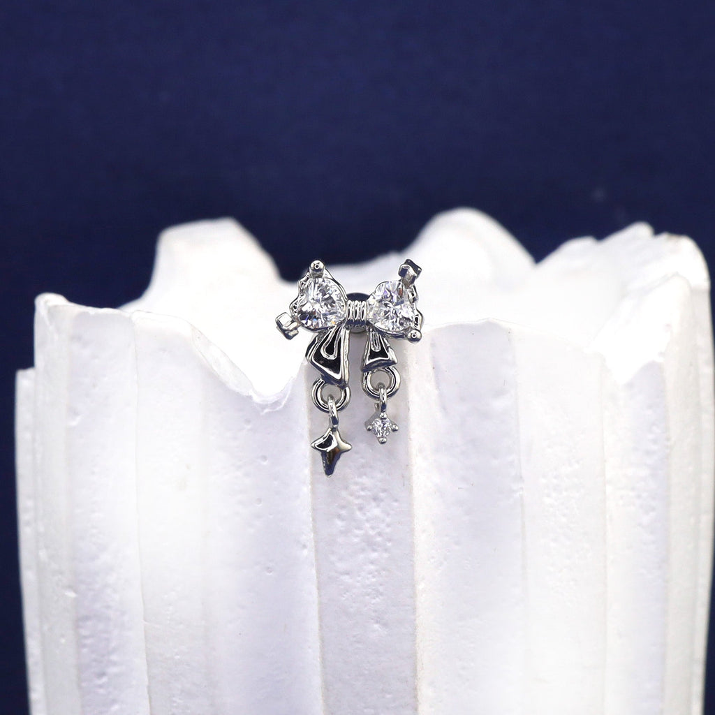 20G Thin Bow Dangle Ear Studs