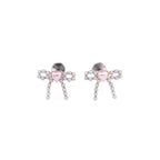 Heart Pearl Bow stainless steel Ear Studs
