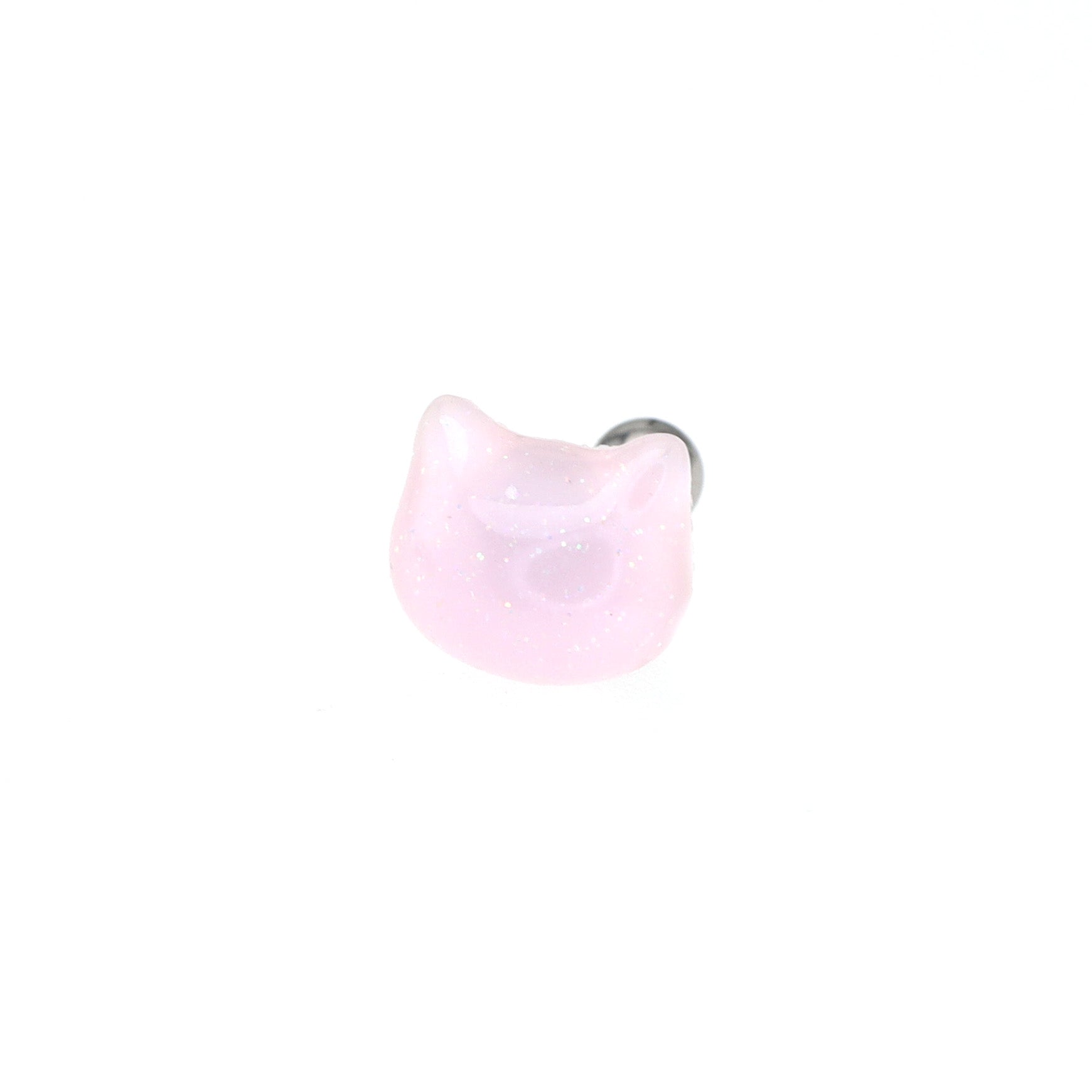 Brown & Pink Cat Head Stainless steel Ear Studs
