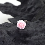 3D Pink Resin Rose Titanium Studs
