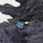 3D Blue Resin Rose Titanium Studs