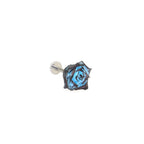 3D Blue Resin Rose Titanium Studs