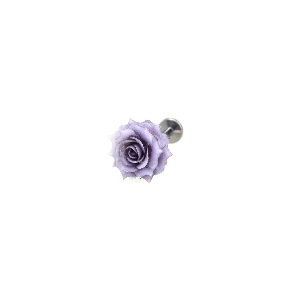 3D Purple Resin Rose Titanium Studs