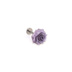 3D Purple Resin Rose Titanium Studs