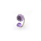 3D Purple Resin Rose & CZ Titanium Horseshoe Rings