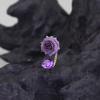 3D Purple Resin Rose & CZ Titanium Horseshoe Rings