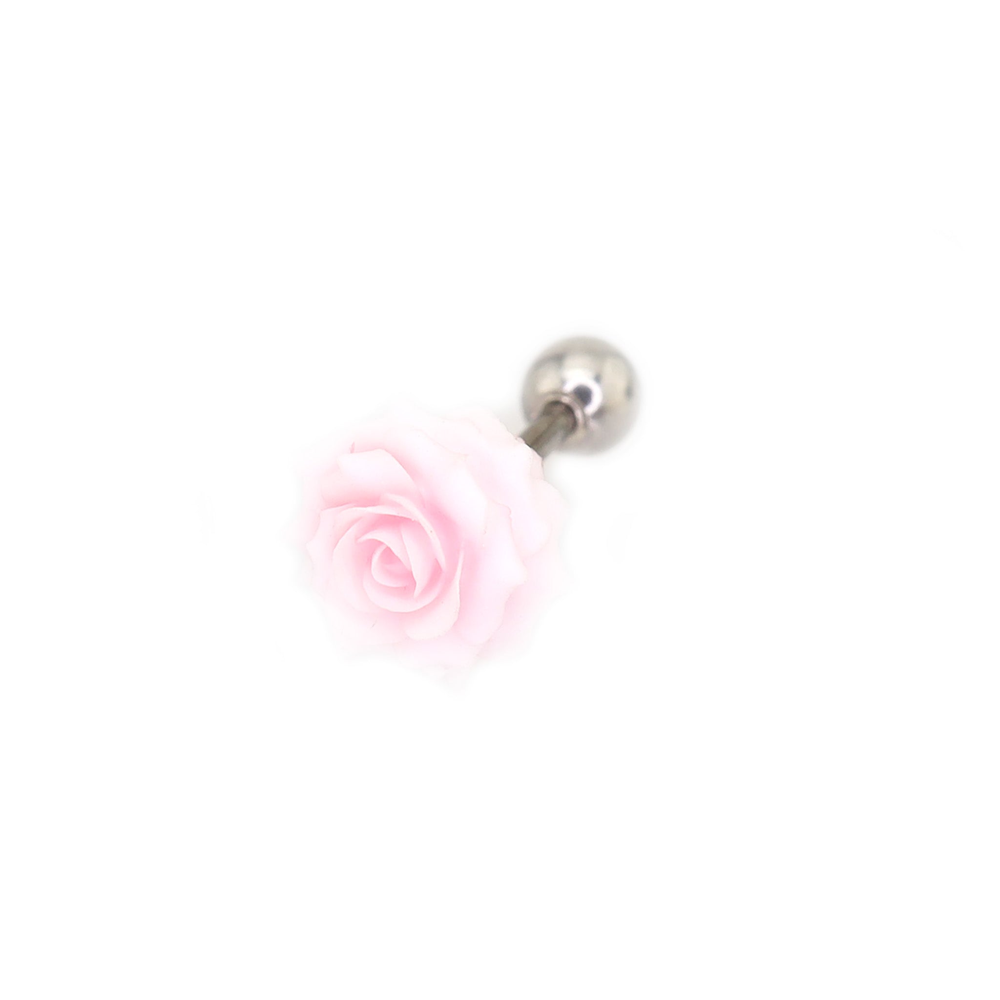 PAIR OF 3D Pink Resin Rose stainless steel Ear Studs