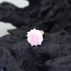 PAIR OF 3D Pink Resin Rose stainless steel Ear Studs