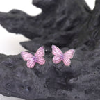 Pair Of 3D Pink Gradient Resin Butterfly Stainless Steel  Ear Studs