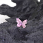 Pair Of 3D Pink Gradient Resin Butterfly Stainless Steel  Ear Studs