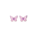 Pair Of 3D Pink Gradient Resin Butterfly Stainless Steel  Ear Studs