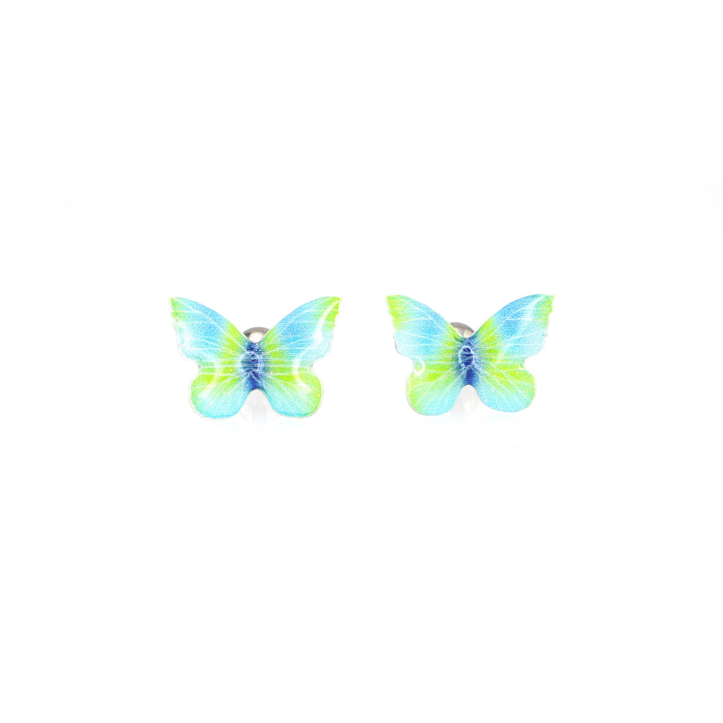 Green Gradient Resin Butterfly stainless steel Ear Studs