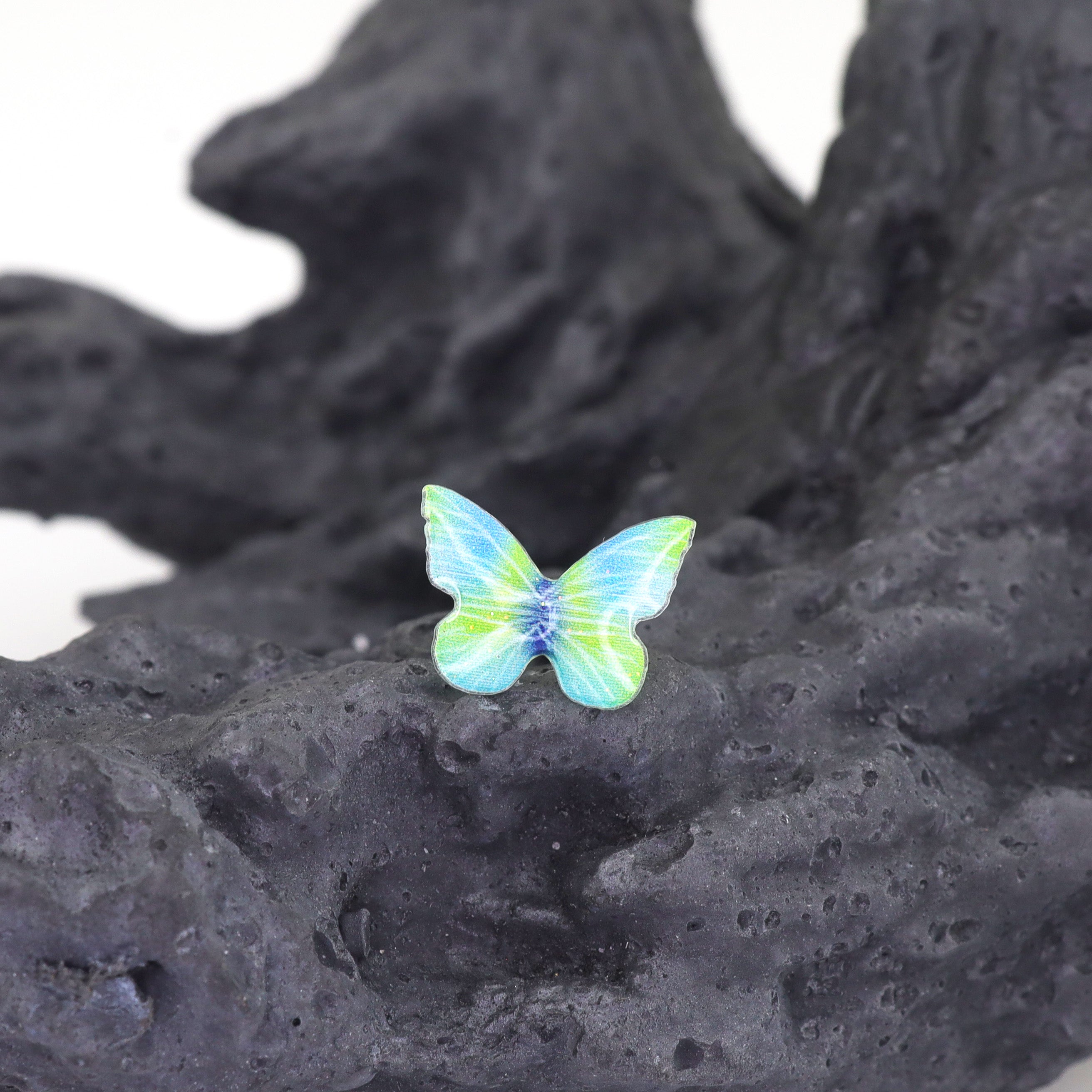Green Gradient Resin Butterfly stainless steel Ear Studs