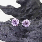 3D Purple Resin Rose Stainless Steel Ear Studs