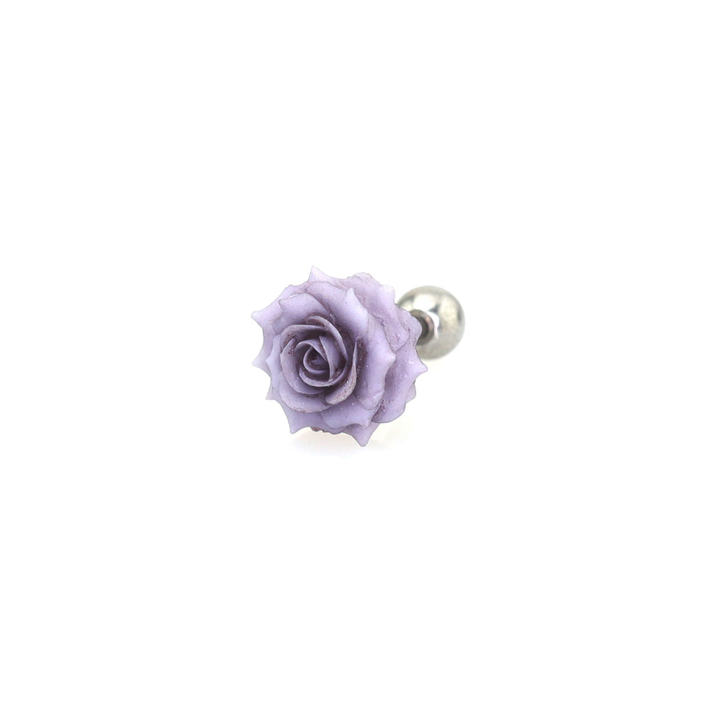 3D Purple Resin Rose Stainless Steel Ear Studs
