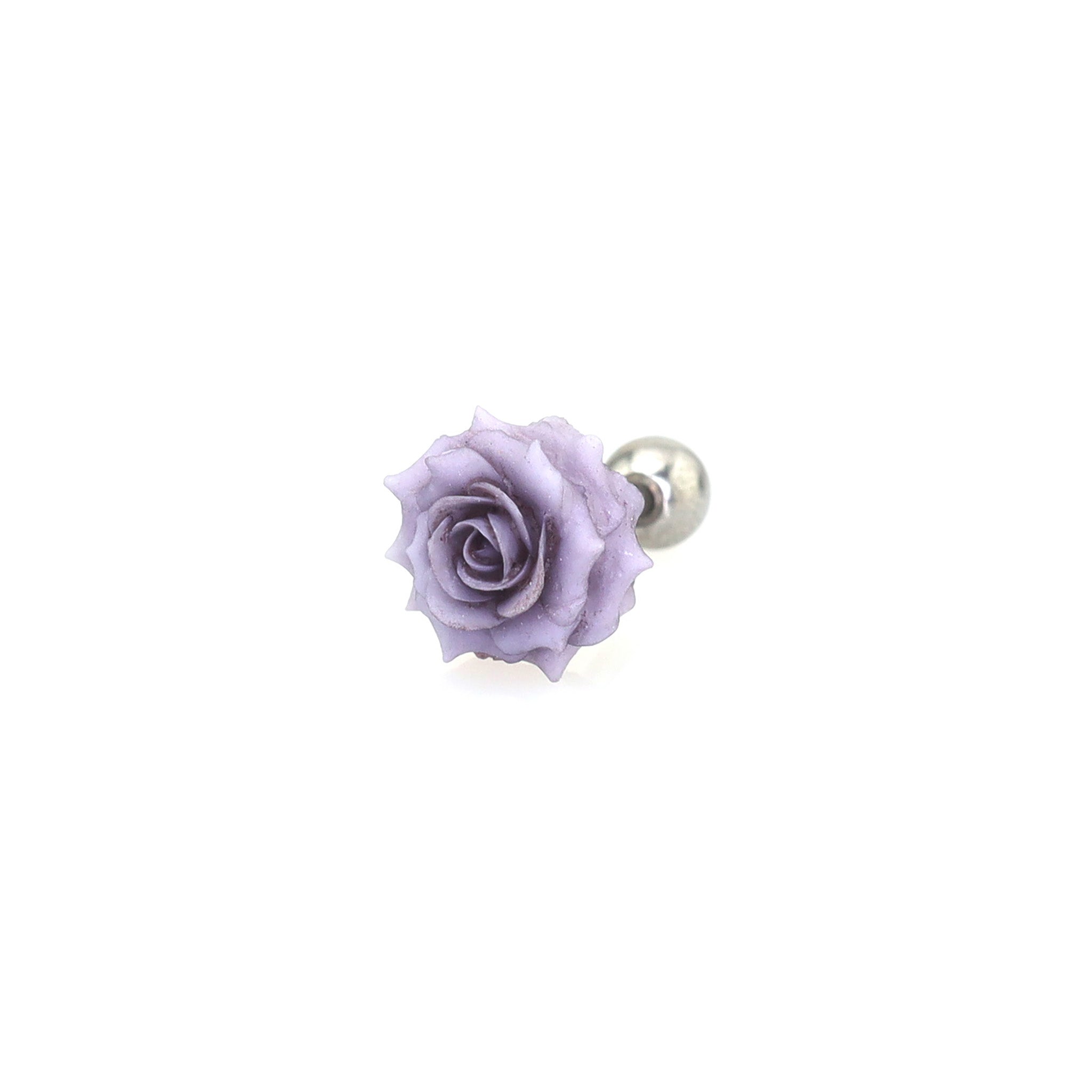 3D Purple Resin Rose Stainless Steel Ear Studs