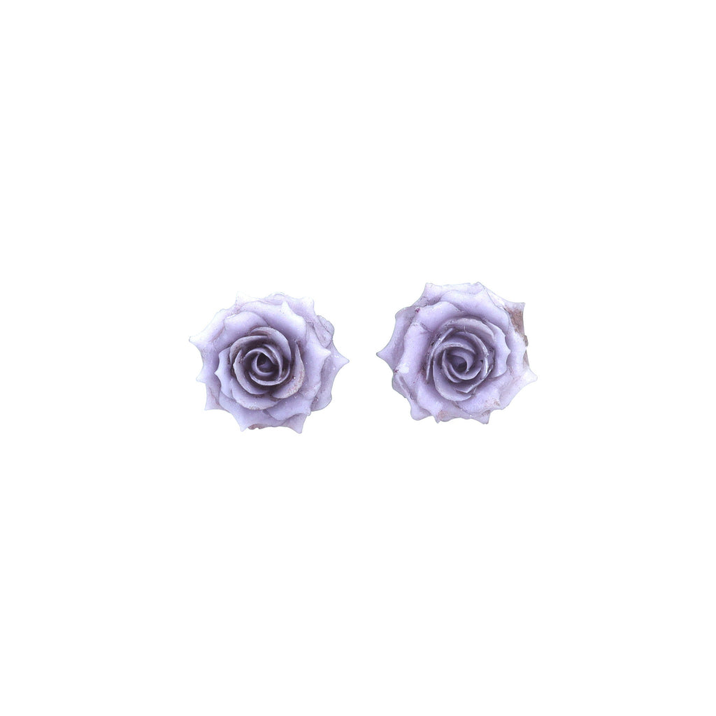 3D Purple Resin Rose Stainless Steel Ear Studs
