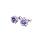 3D Purple Resin Rose Stainless Steel Ear Studs