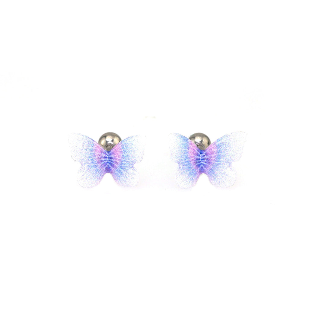Purple Gradient Resin Butterfly stainless steel Ear Studs