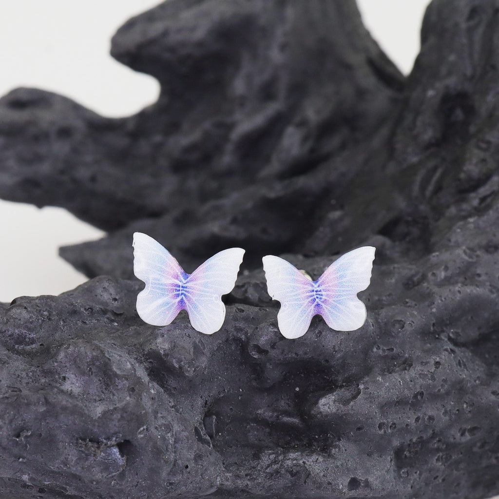Purple Gradient Resin Butterfly stainless steel Ear Studs