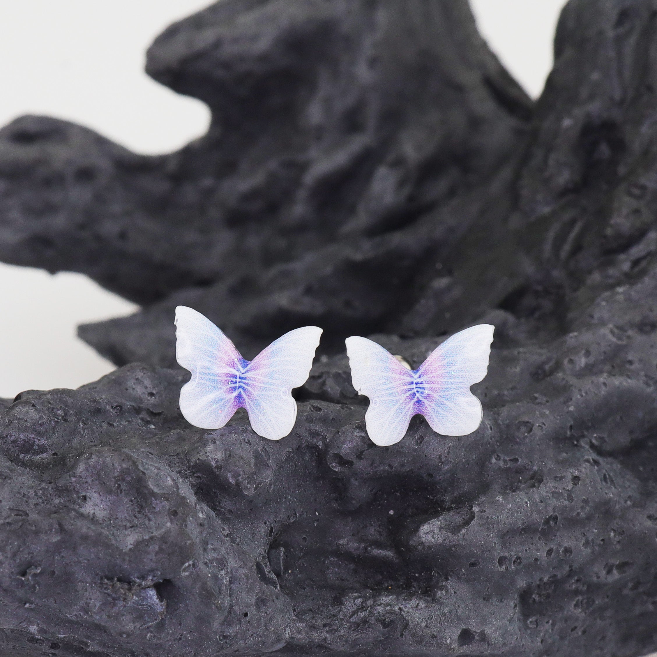 Purple Gradient Resin Butterfly stainless steel Ear Studs