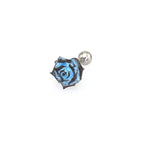 3D Blue Resin Rose stainless steel Ear Studs