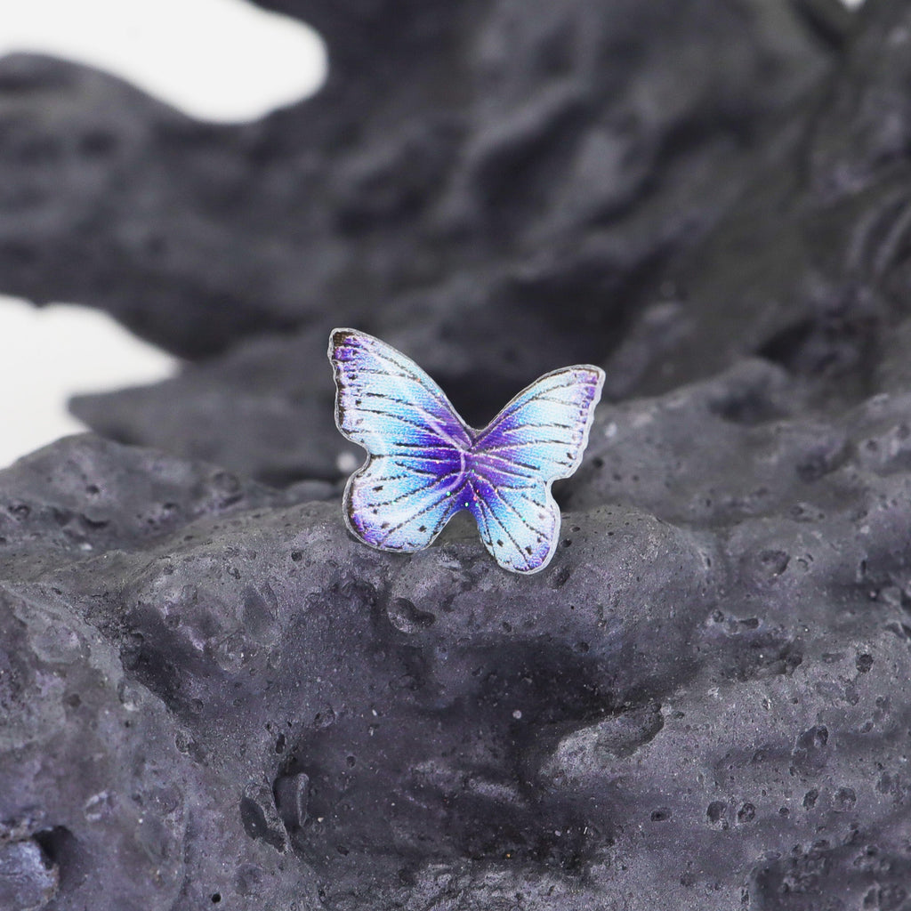 Blue Gradient Resin Butterfly Stainless Steel Ear Studs