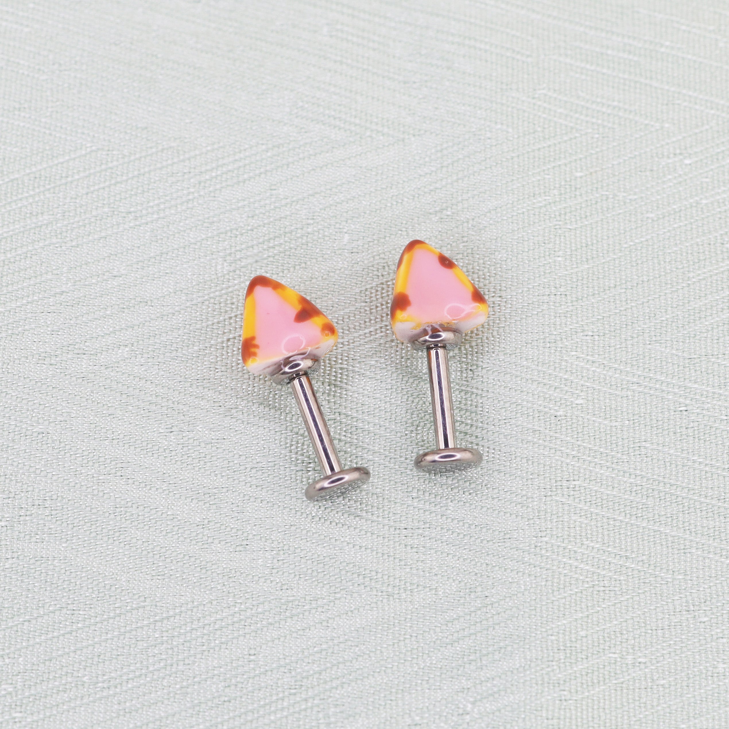 Hand-Painted Cute Cat Ear Titanium Helix Studs