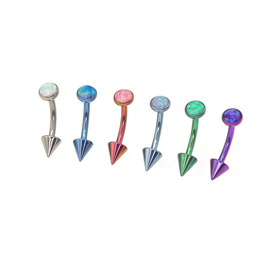 Rainbow Opal Spike Titanium Rook Jewelry