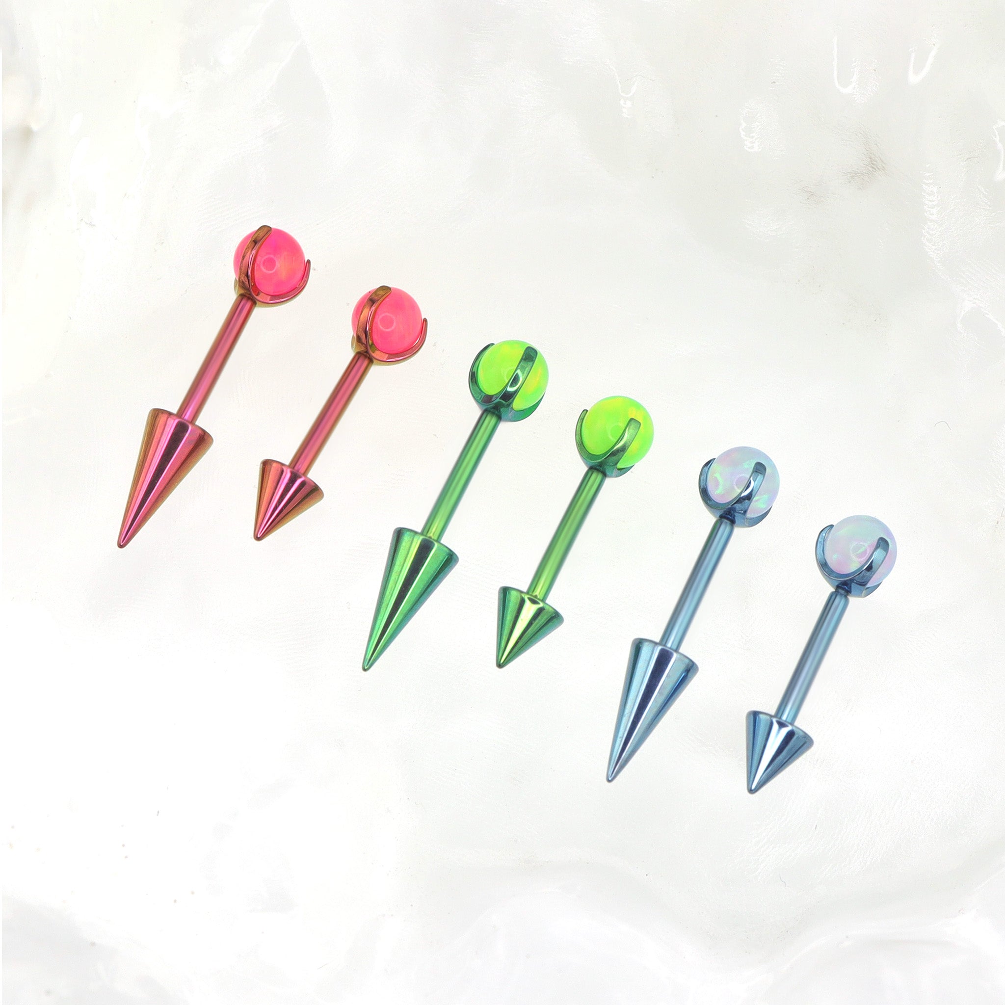 Opal Spike Internally Threaded Titanium Cartilage Studs