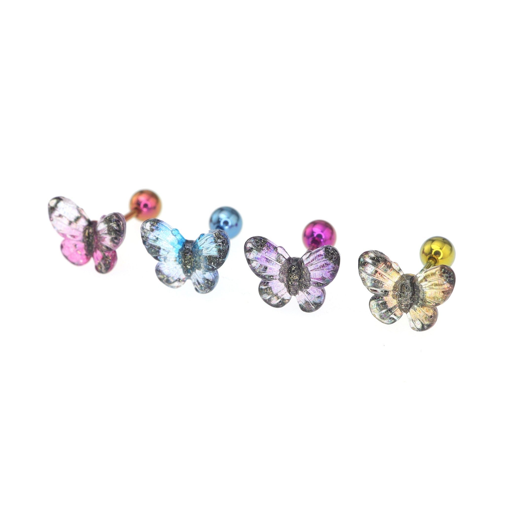 Translucent Gradient Butterfly Titanium Ear Studs