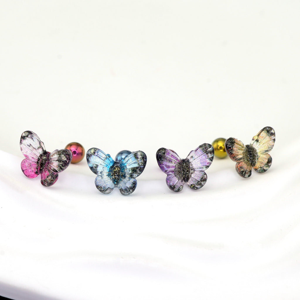 Translucent Gradient Butterfly Titanium Ear Studs