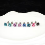Round Gradient Tourmaline CZ Titanium Ear Studs