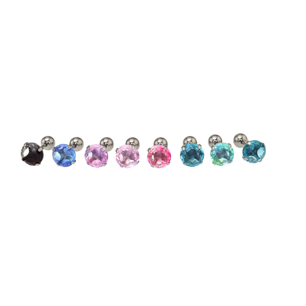 Round Gradient Tourmaline CZ Titanium Ear Studs