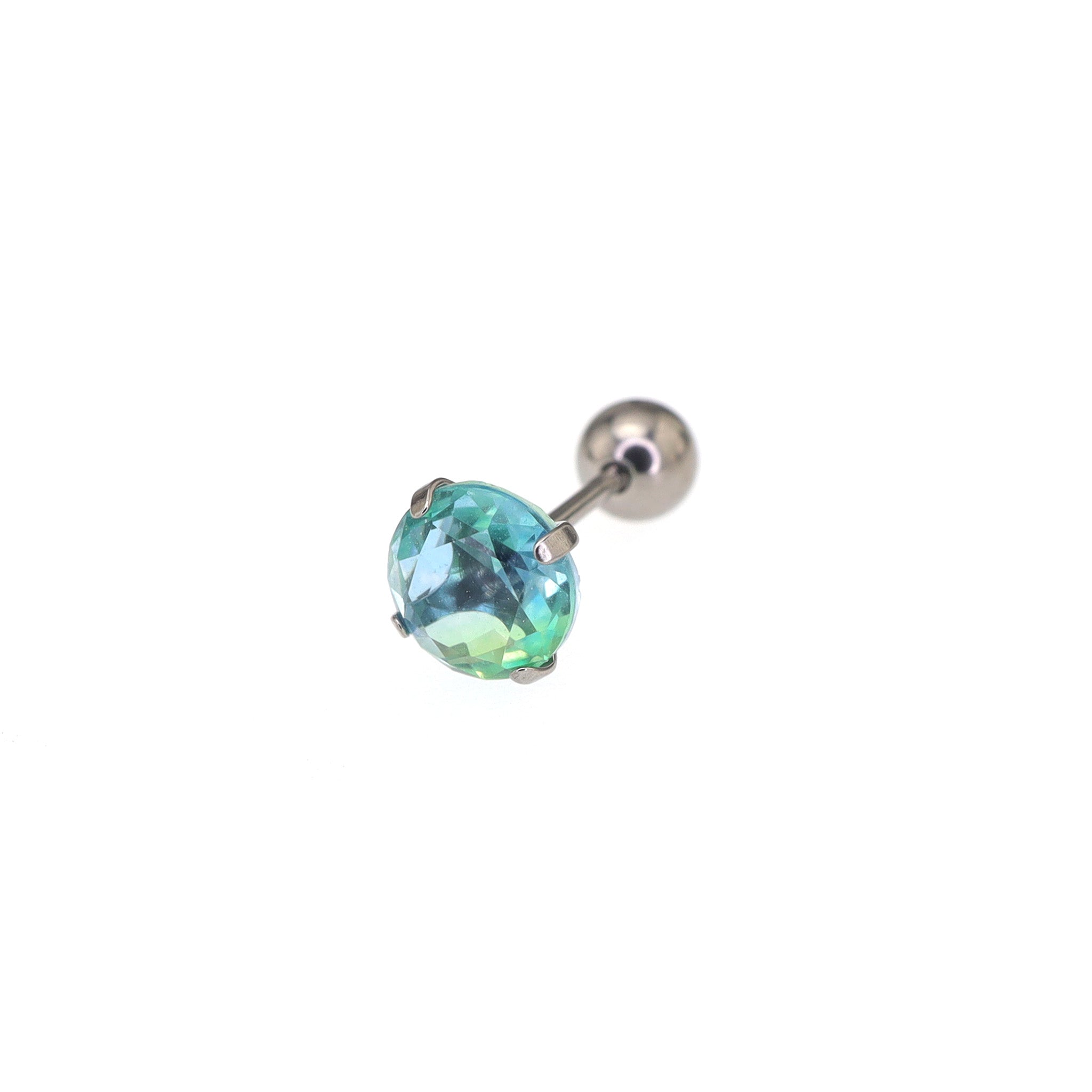 Round Gradient Tourmaline CZ Titanium Ear Studs