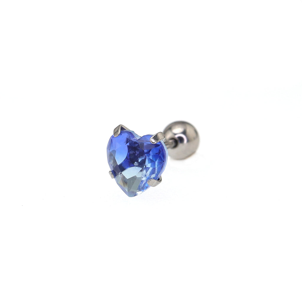 Heart Gradient Tourmaline CZ Titanium Ear Studs
