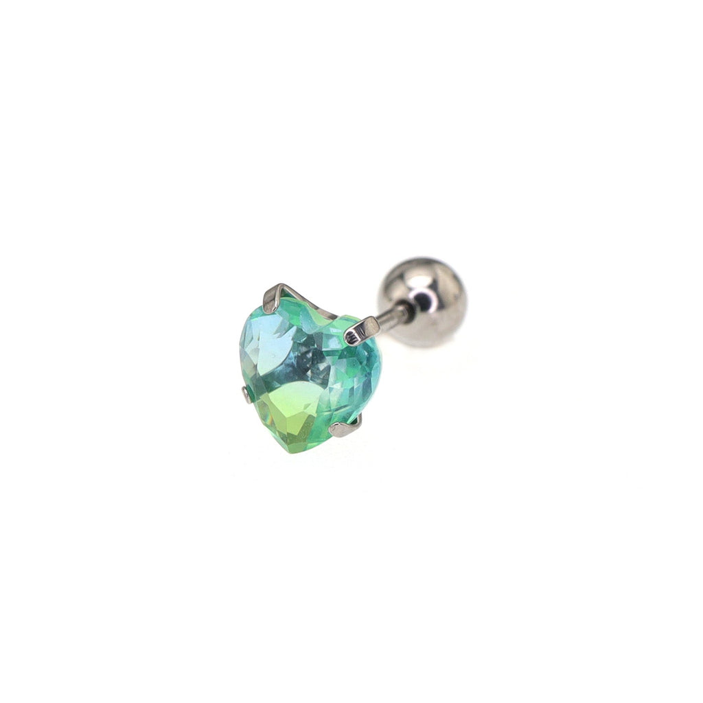 Heart Gradient Tourmaline CZ Titanium Ear Studs