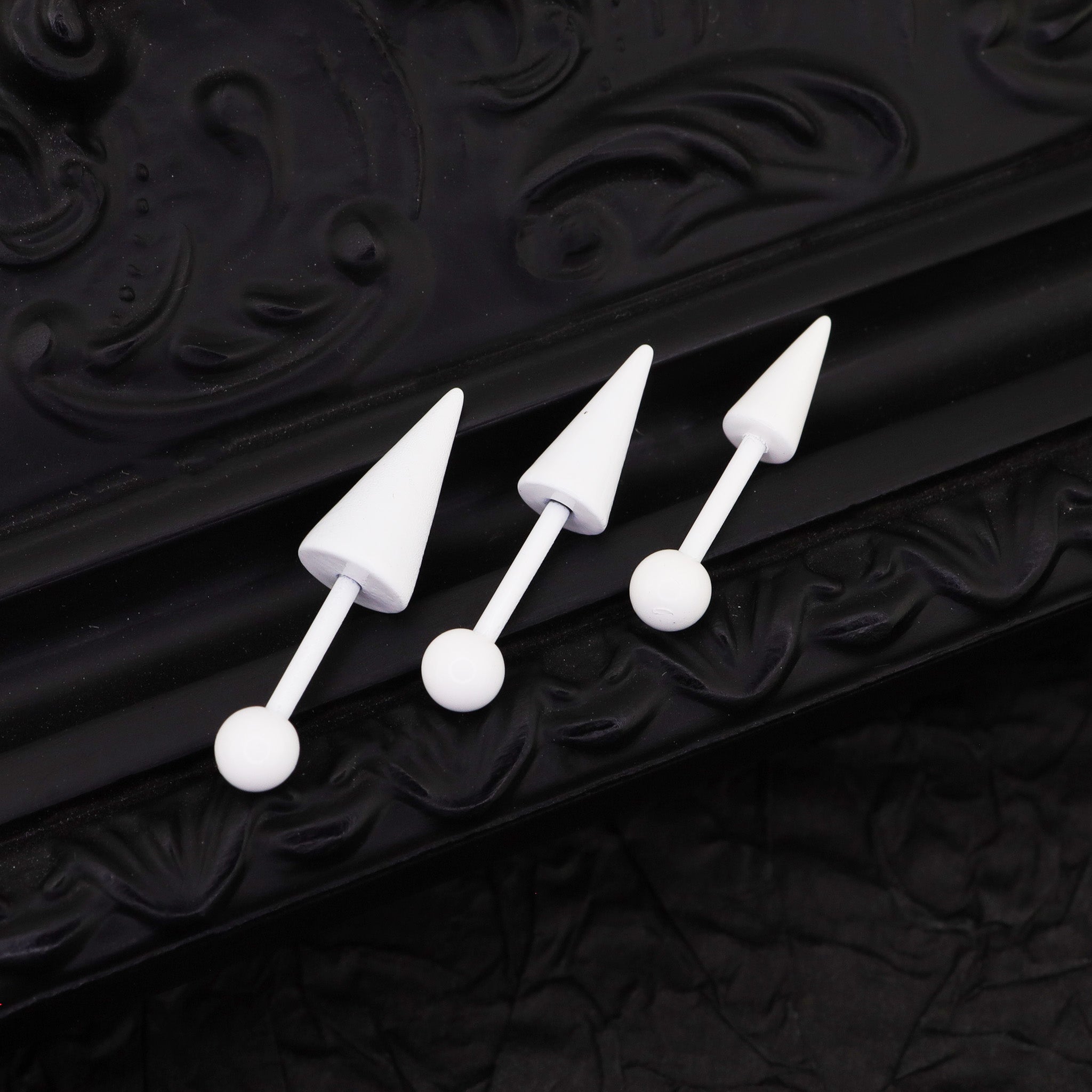 White Enamel Externally Threaded stainless steel Helix Studs