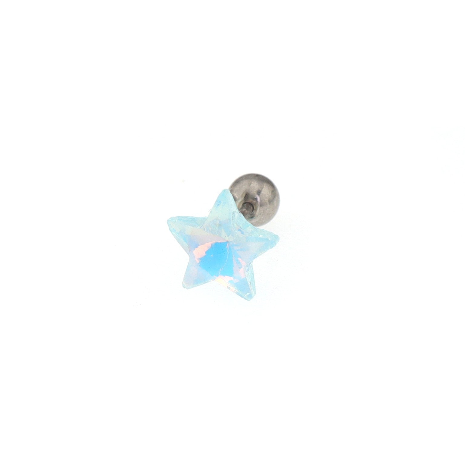 Colorful Opal Pentagram Stainless Steel Ear Studs