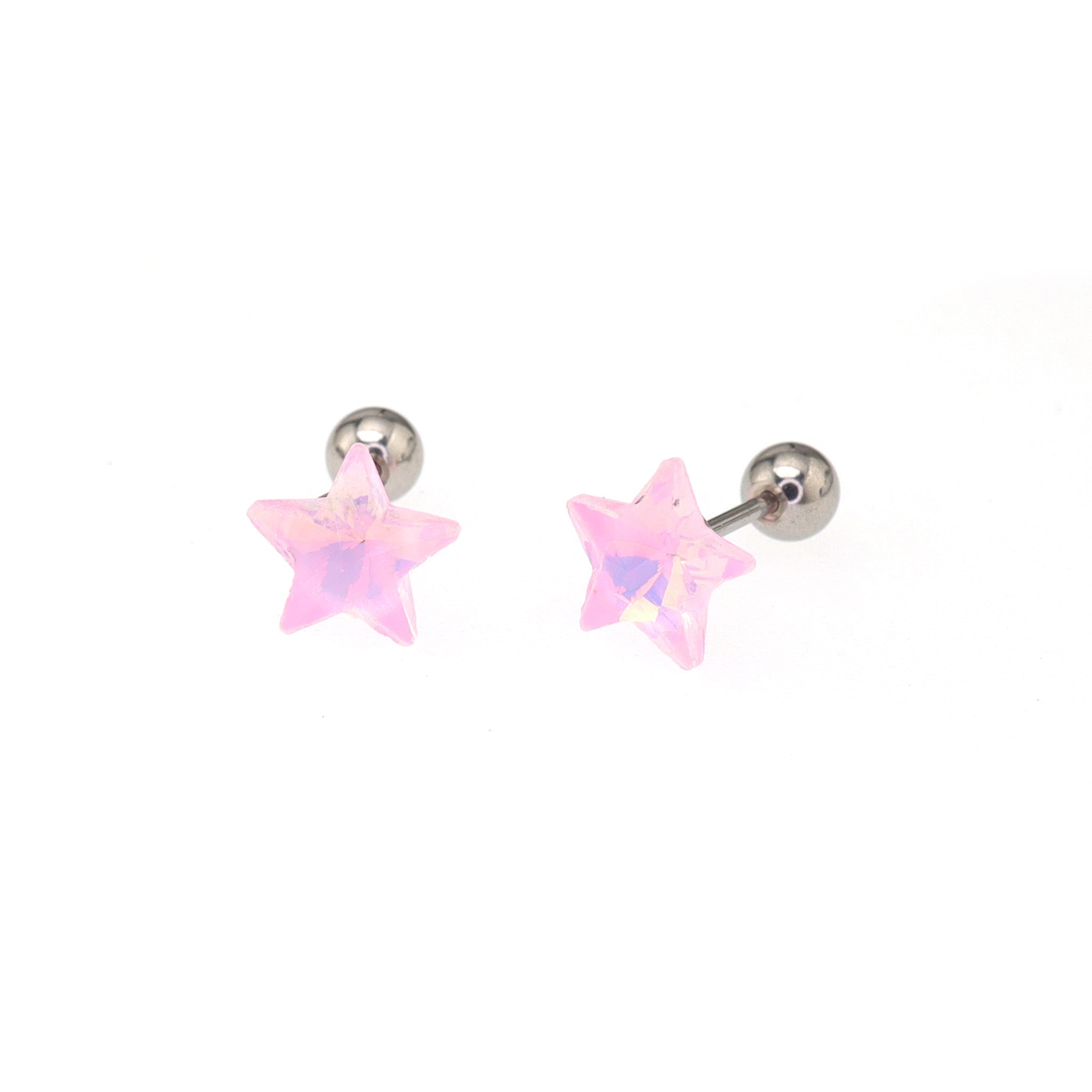 Colorful Opal Pentagram Stainless Steel Ear Studs