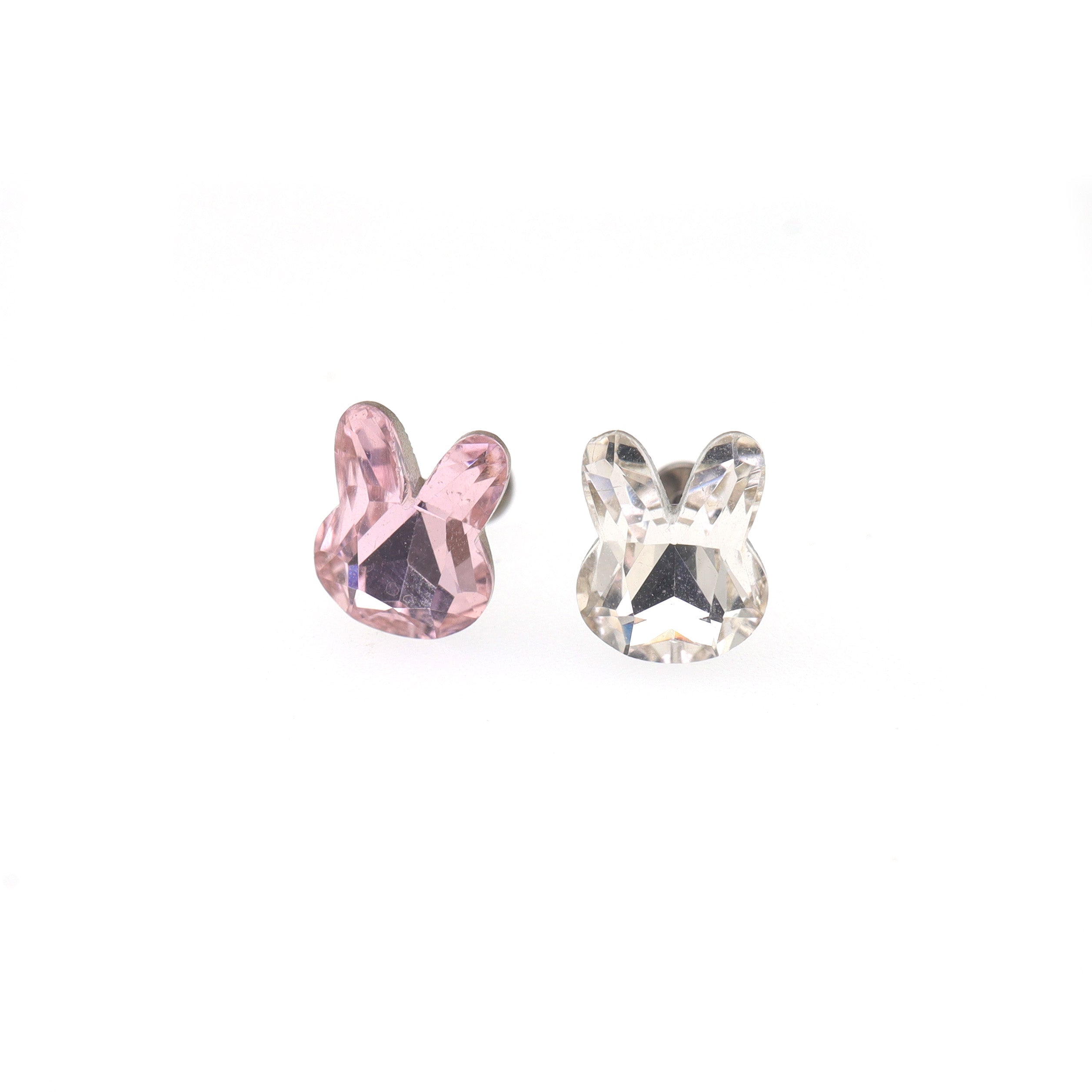 Pink & White Bunny Internally Threaded Titanium Studs