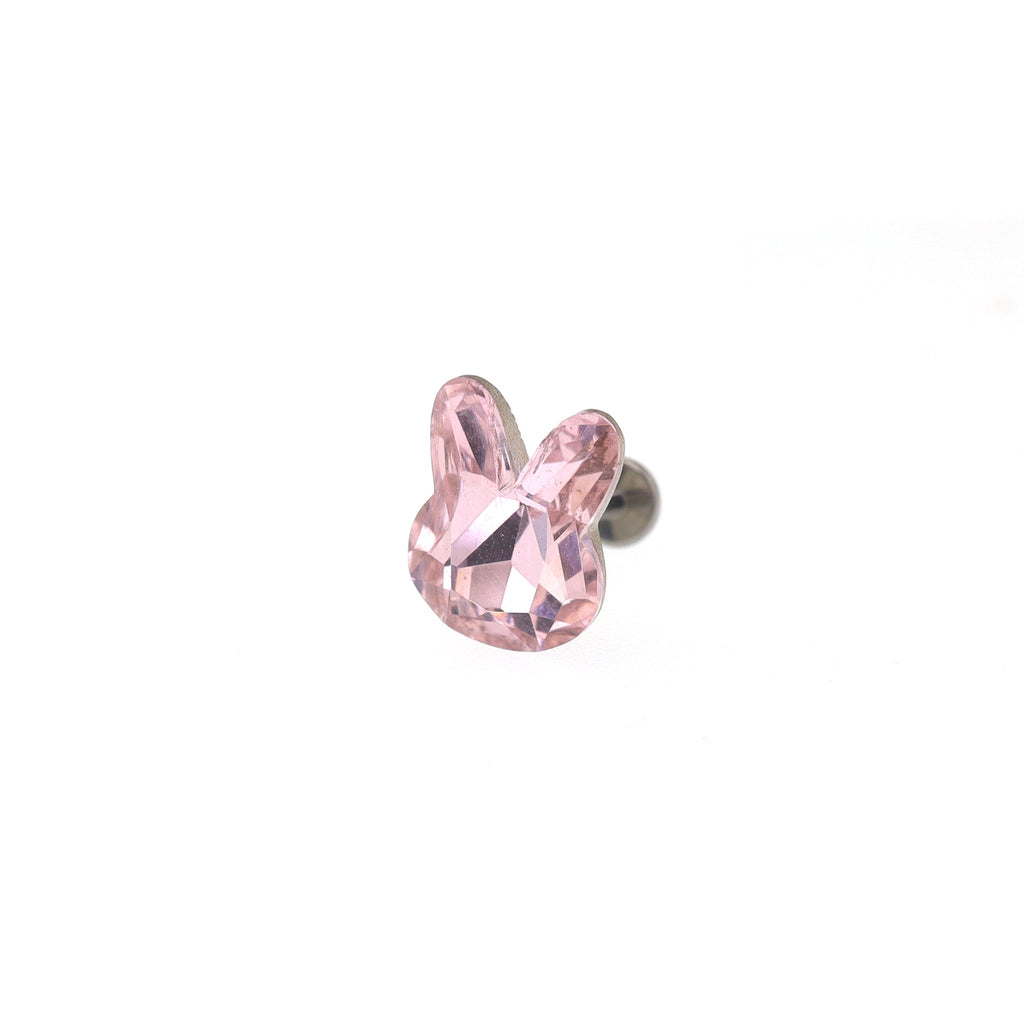 Pink & White Bunny Internally Threaded Titanium Studs